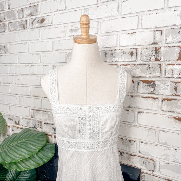 Donna Morgan Coastal Cowgirl Lace Cotton Gauzy Metallic Thread Midi Dress 6 - Picture 2 of 11